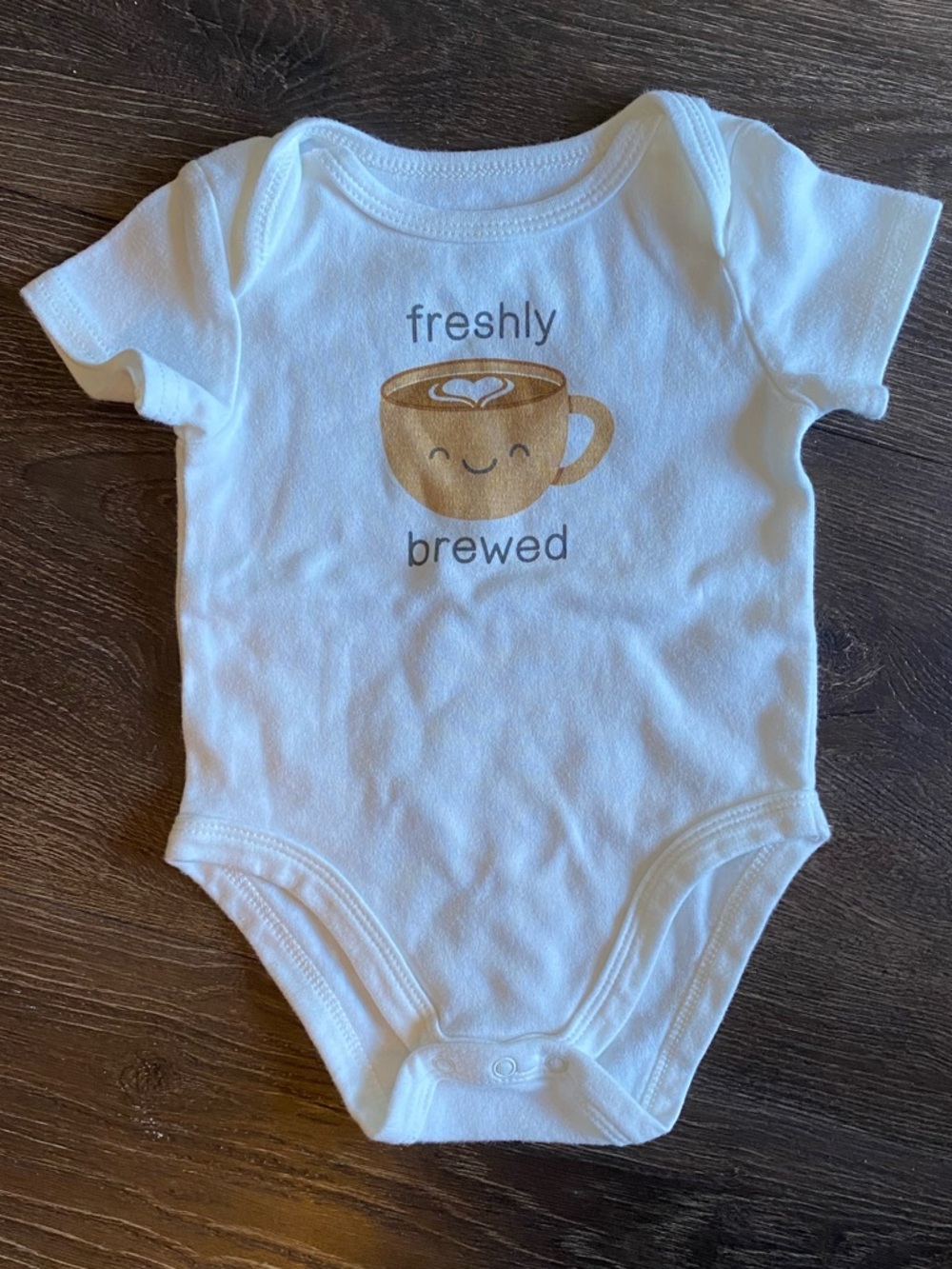 The Littlest - Freshly Brewed White Baby One-Piece Bodysuit, NWOT, 3-6 months